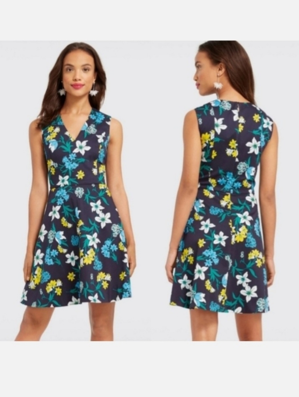 Draper James navy Elliston Floral Love Circle Dress 4